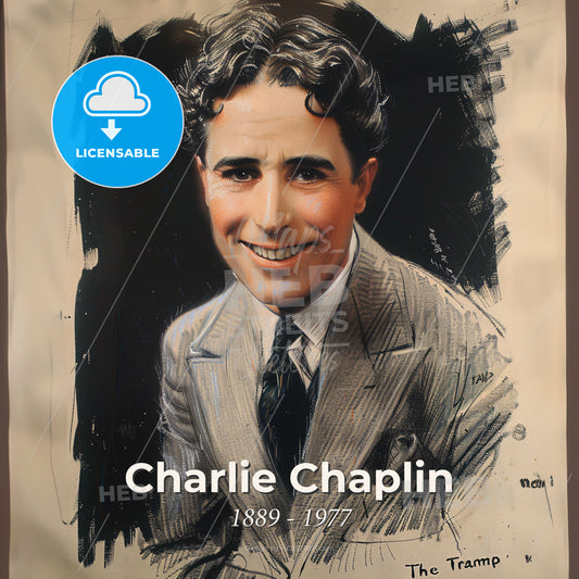 Charlie Chaplin, 1889 - 1977, British comic actor - A Man In A Suit And Tie Print Template