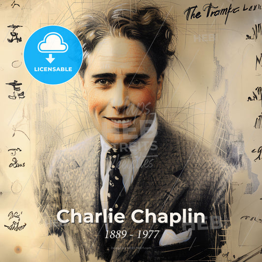 Charlie Chaplin, 1889 - 1977, British comic actor - A Man In A Suit And Tie Print Template