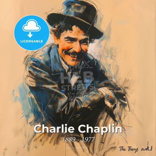 Charlie Chaplin, 1889 - 1977, British comic actor - A Drawing Of A Man In A Hat Print Template