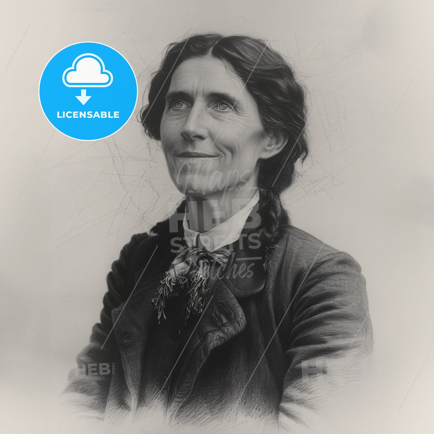 Charlotte Perkins Gilman, 1860 - 1935, American writer and educator - A Woman With Braided Hair And A Spider Web