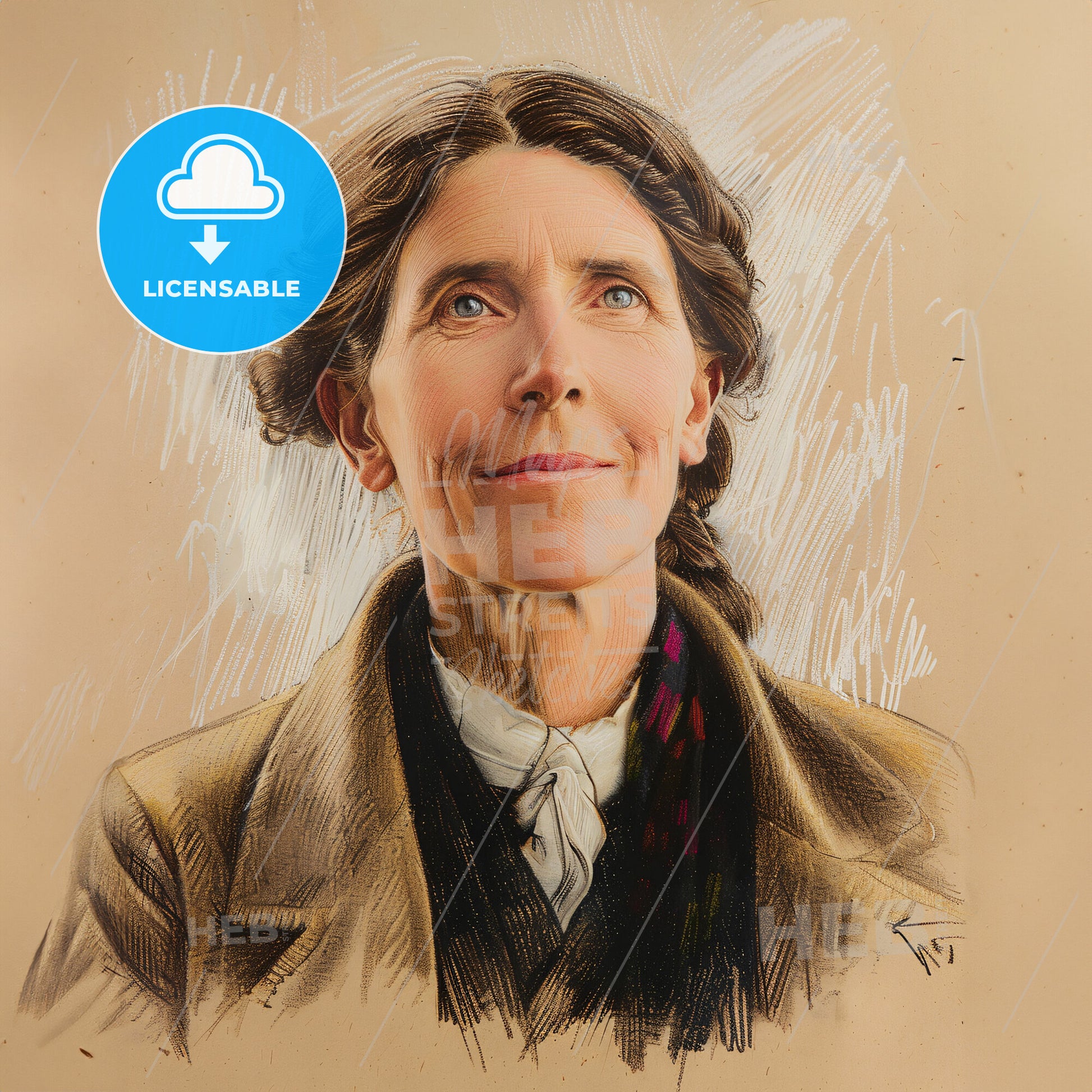 Charlotte Perkins Gilman, 1860 - 1935, American writer and educator - A Woman Looking Up With A Smile