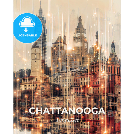 Chattanooga Skyline Art: Iconic Architecture and Cityscape - A city with many tall buildings - Square format print template