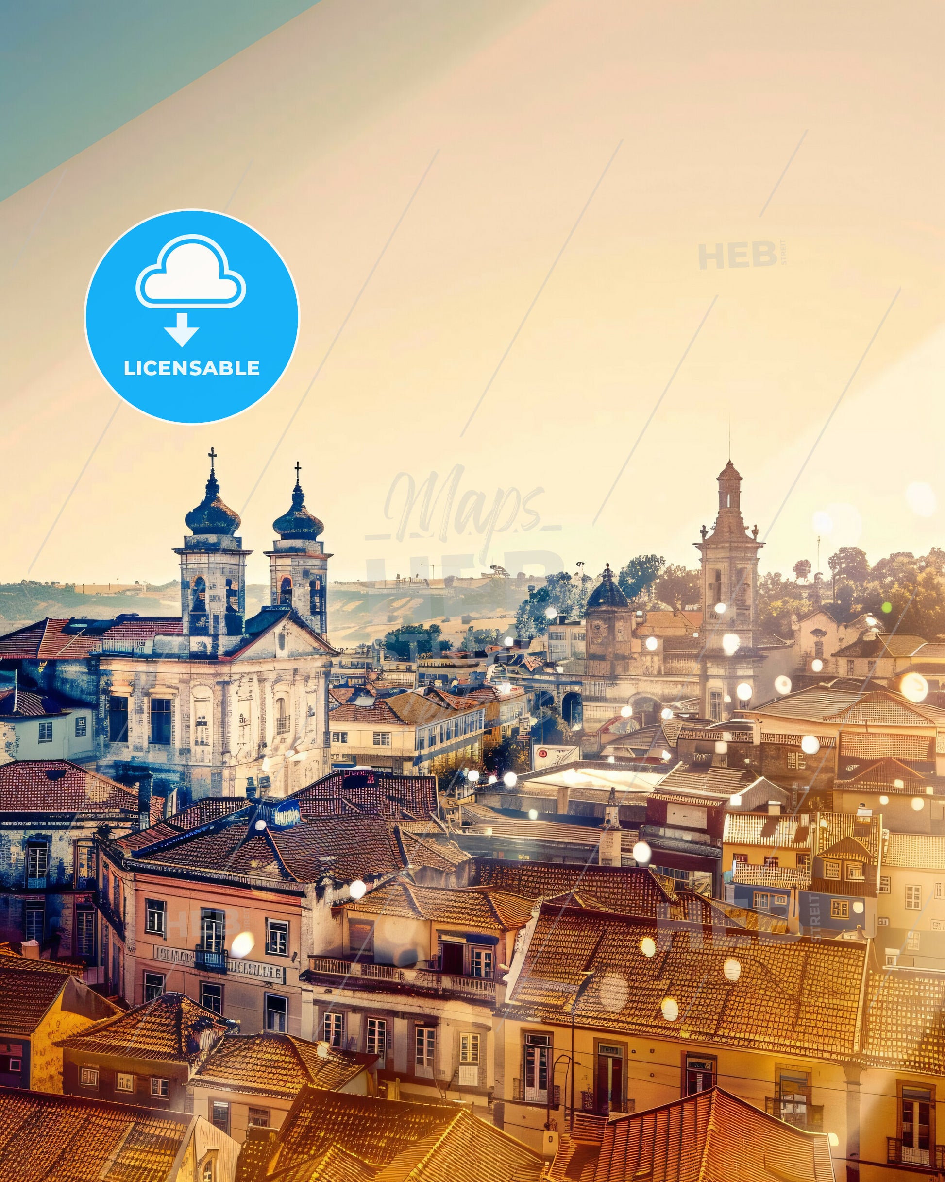 Chaves Portugal Skyline Composite Art Poster - A city with many buildings