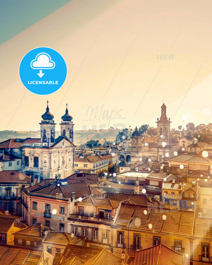 Chaves Portugal Skyline Composite Art Poster - A city with many buildings