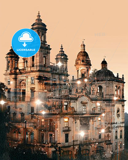 Chaves Skyline Art: Local Icons on Beige - A building with many windows