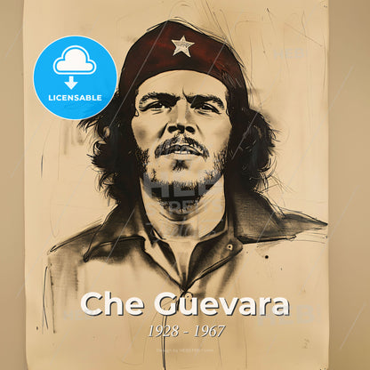 Che Guevara, 1928 - 1967, Argentine Marxist revolutionary - A Drawing Of A Man With A Red Hat Print Template