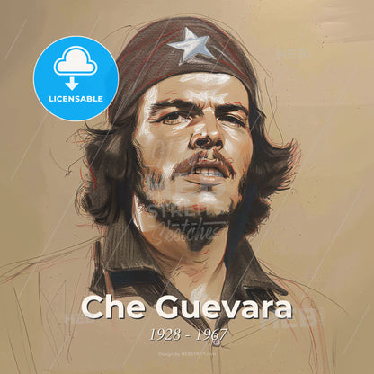 Che Guevara, 1928 - 1967, Argentine Marxist revolutionary - A Drawing Of A Man With A Hat Print Template