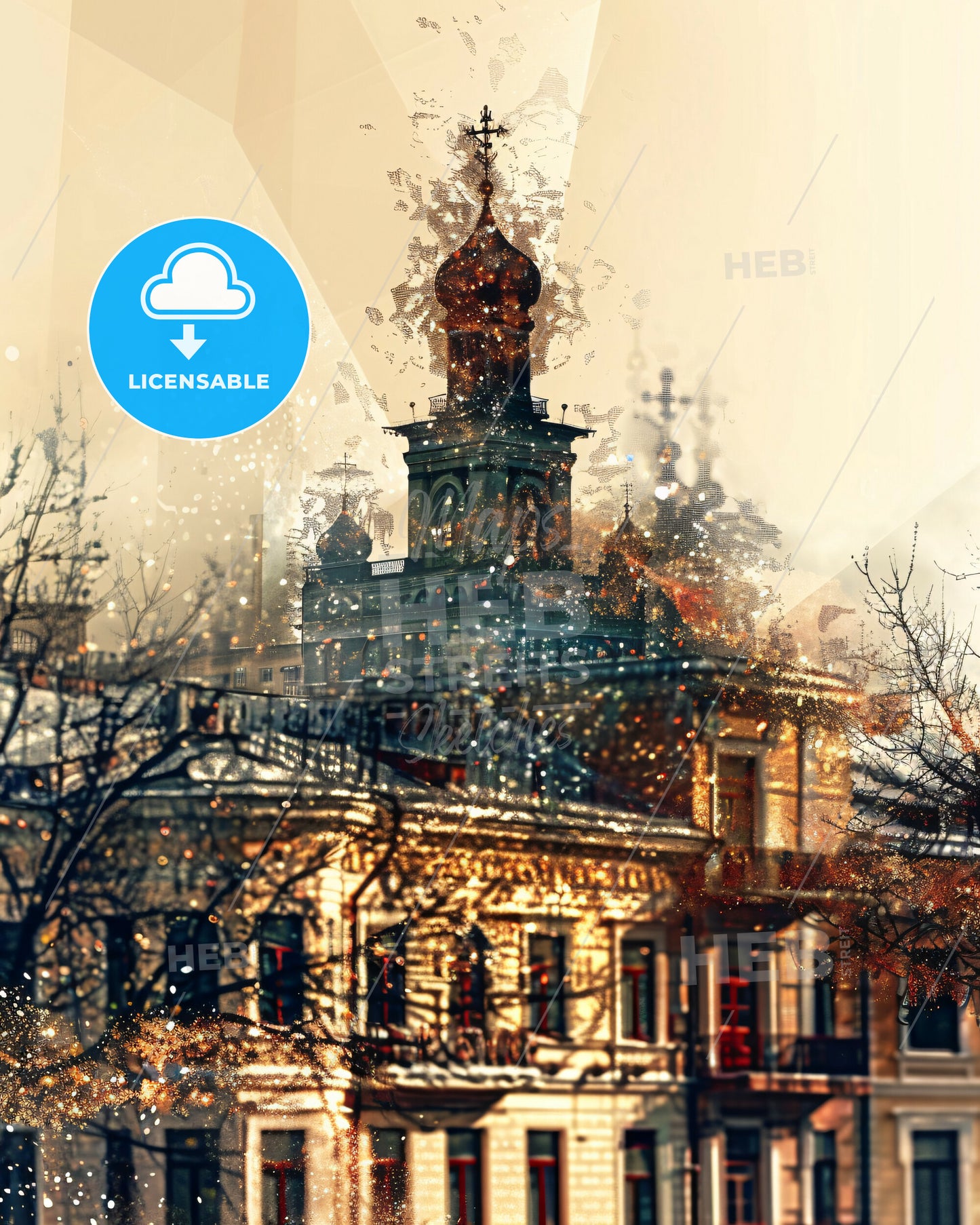 Chelyabinsk Skyline Double Exposure Poster - A building with a cross on top