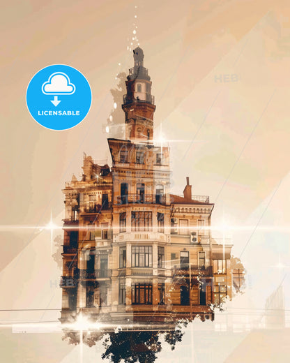 Chelyabinsk, Russia - Panorama Poster Art - A building with a tower