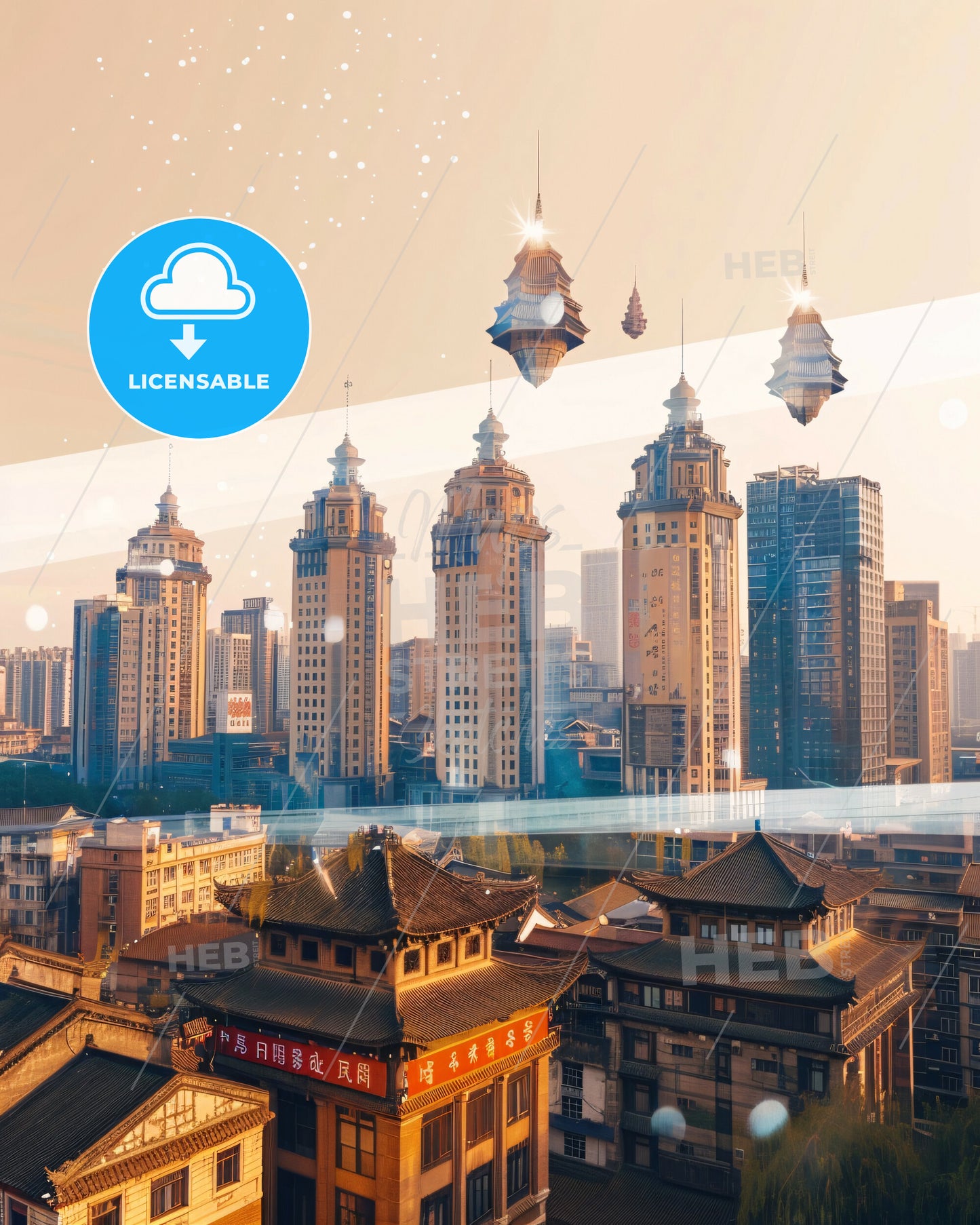 Chengdu City Skyline Local Art Poster - A city with many buildings