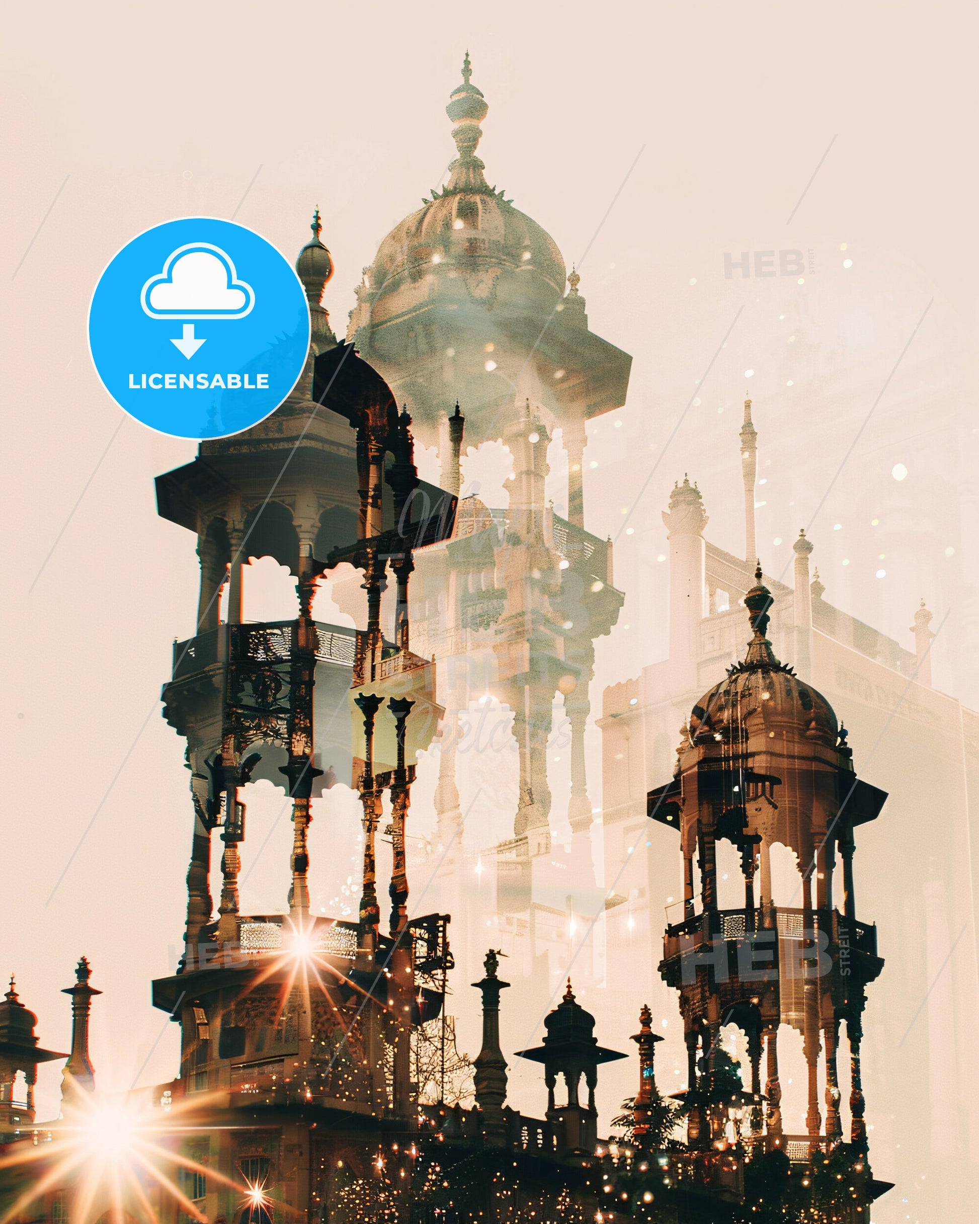 Chennai Skyline Double Exposure Composite Art Poster - A multiple exposure of a building