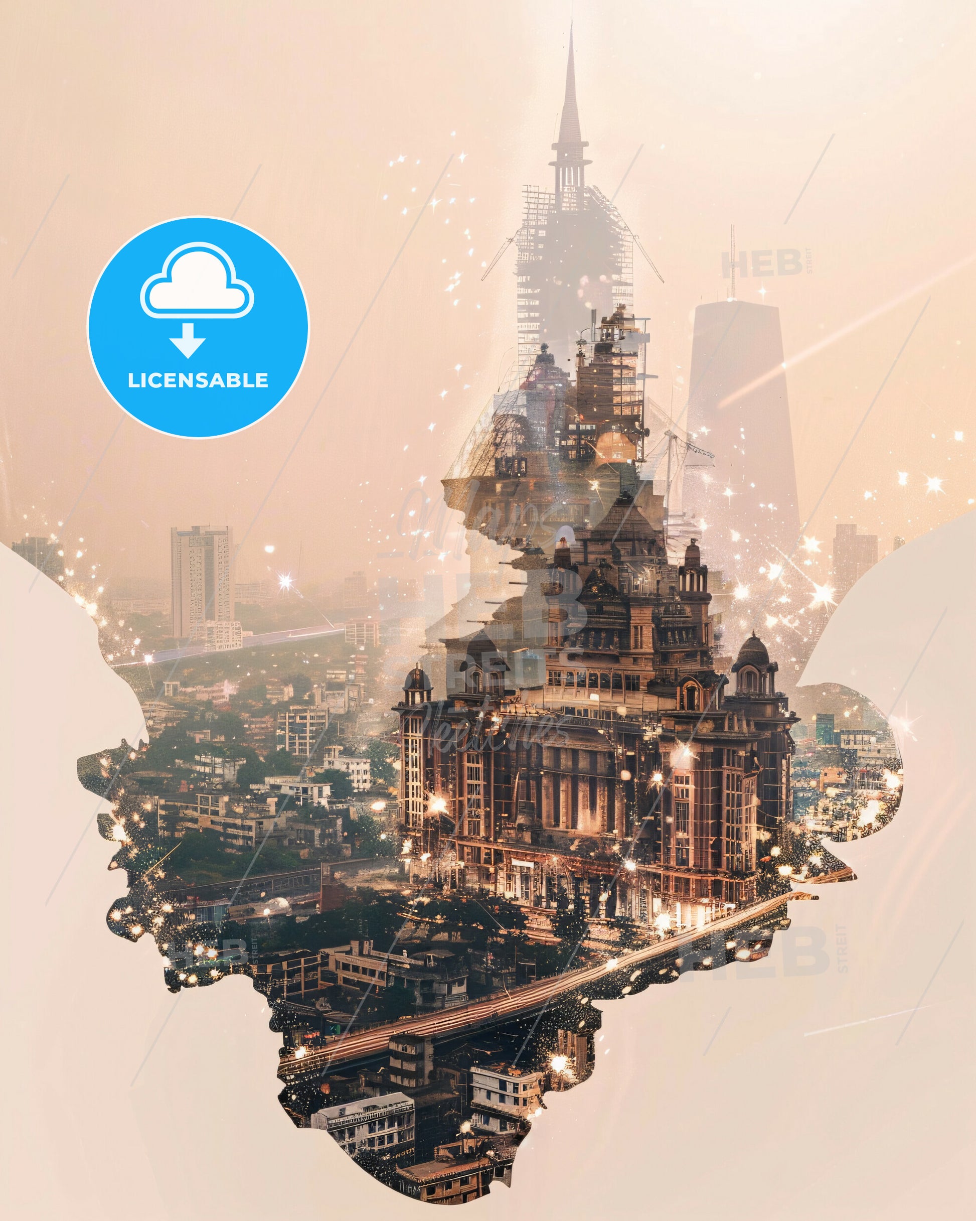 Chennai India Skyline Double Exposure Poster - A double exposure of a man's head with a city in the background