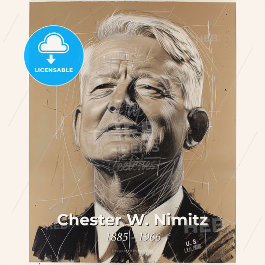 Chester W. Nimitz, 1885 - 1966, American Fleet Admiral - A Man In A Suit And Tie Print Template