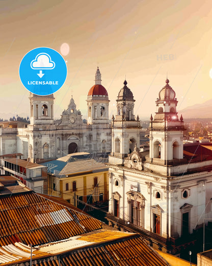 Chiclayo Peru City Skyline Poster - A large white building with red roofs