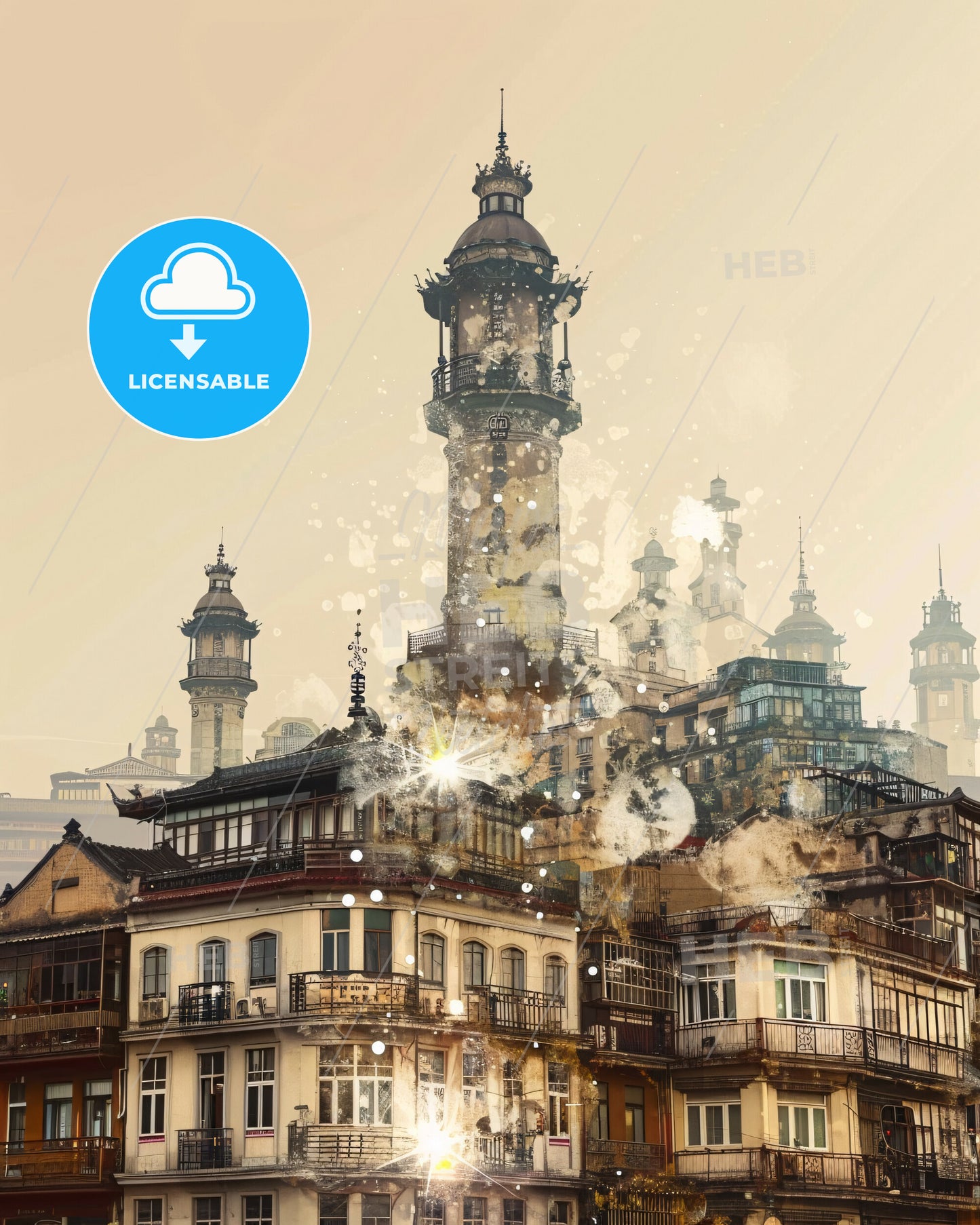 Chifeng City Skyline Art Poster - A building with a tower