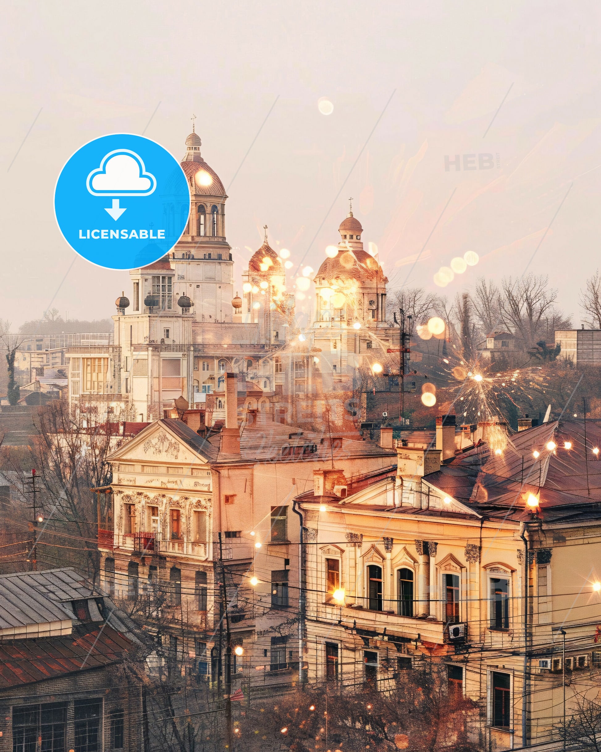 ChiÈ™inÄƒu Skyline Composite Art Poster - A group of buildings with lights