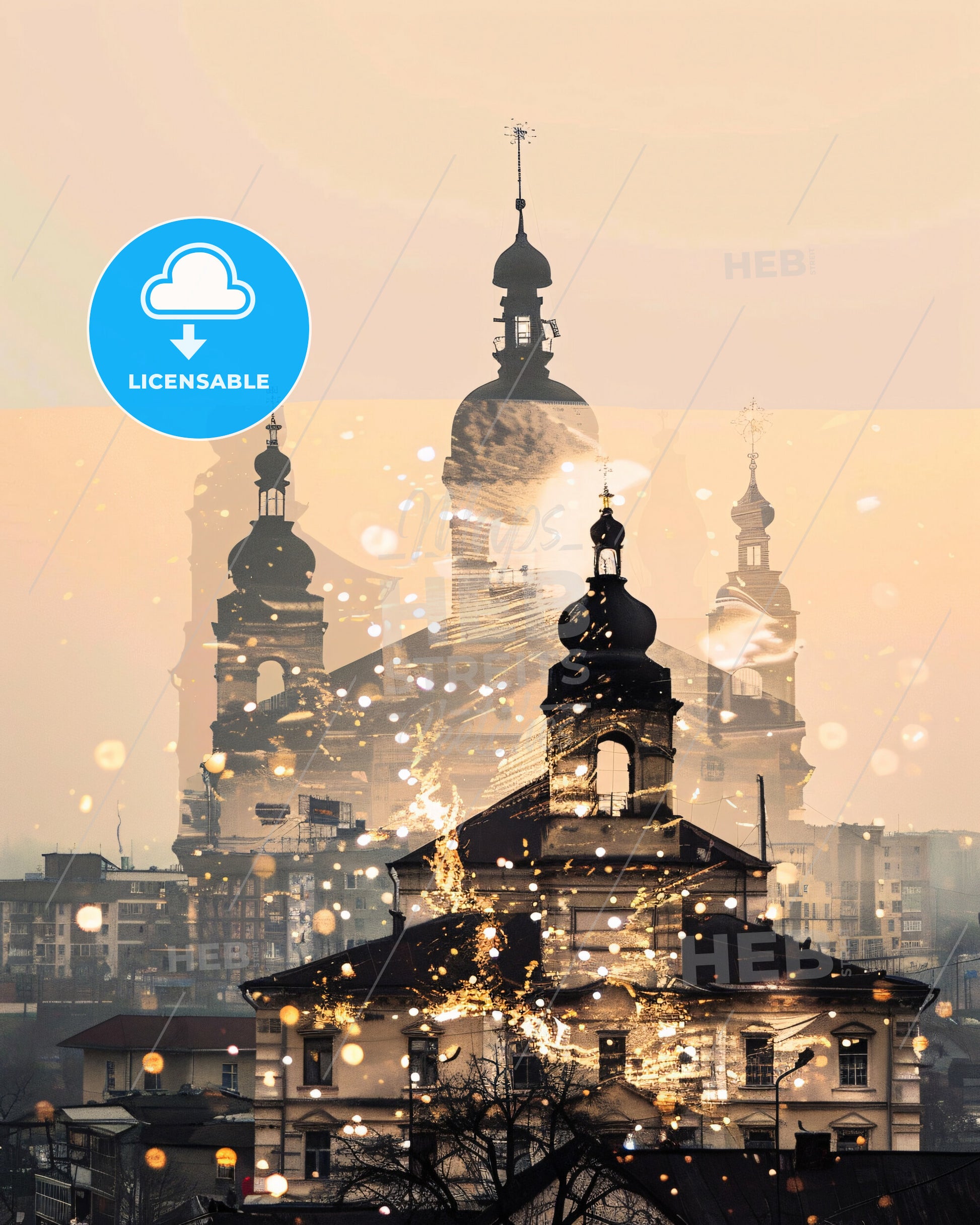 Chișinău Cityscape and Architecture Poster - A building with towers and a tower in the background