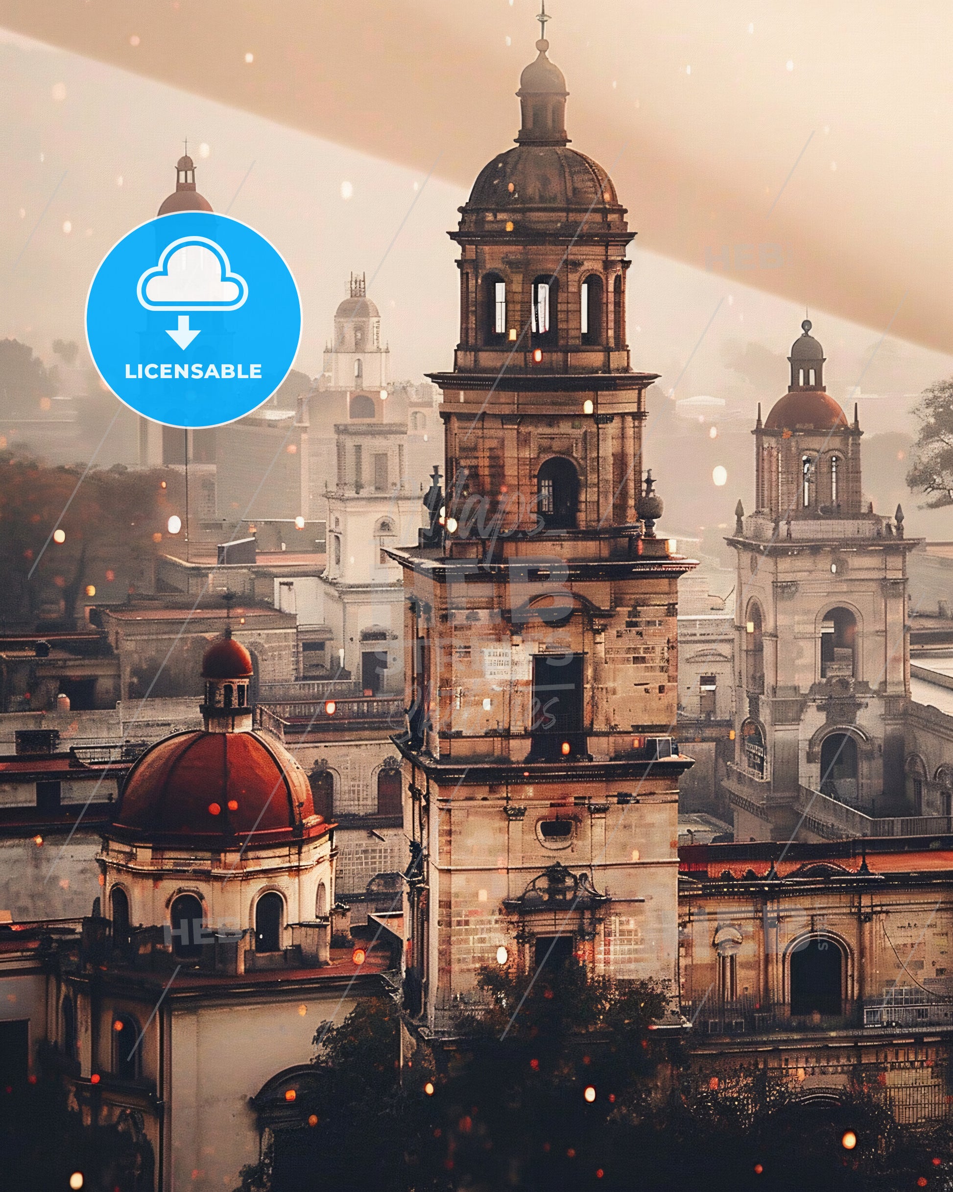 Chimalhuacan Mexico City Skyline Night Lights Decoration - A large building with a tower