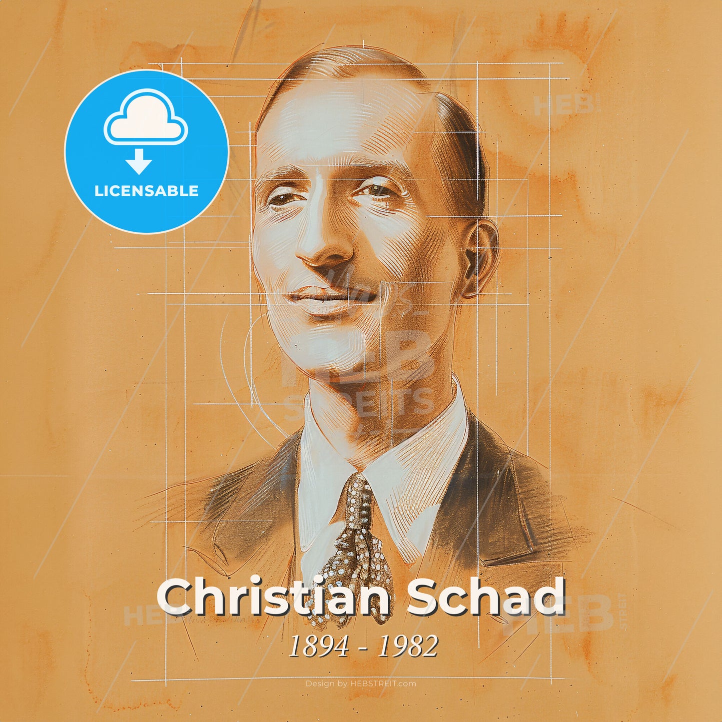 Christian Schad, 1894 - 1982, German painter - A Drawing Of A Man Print Template