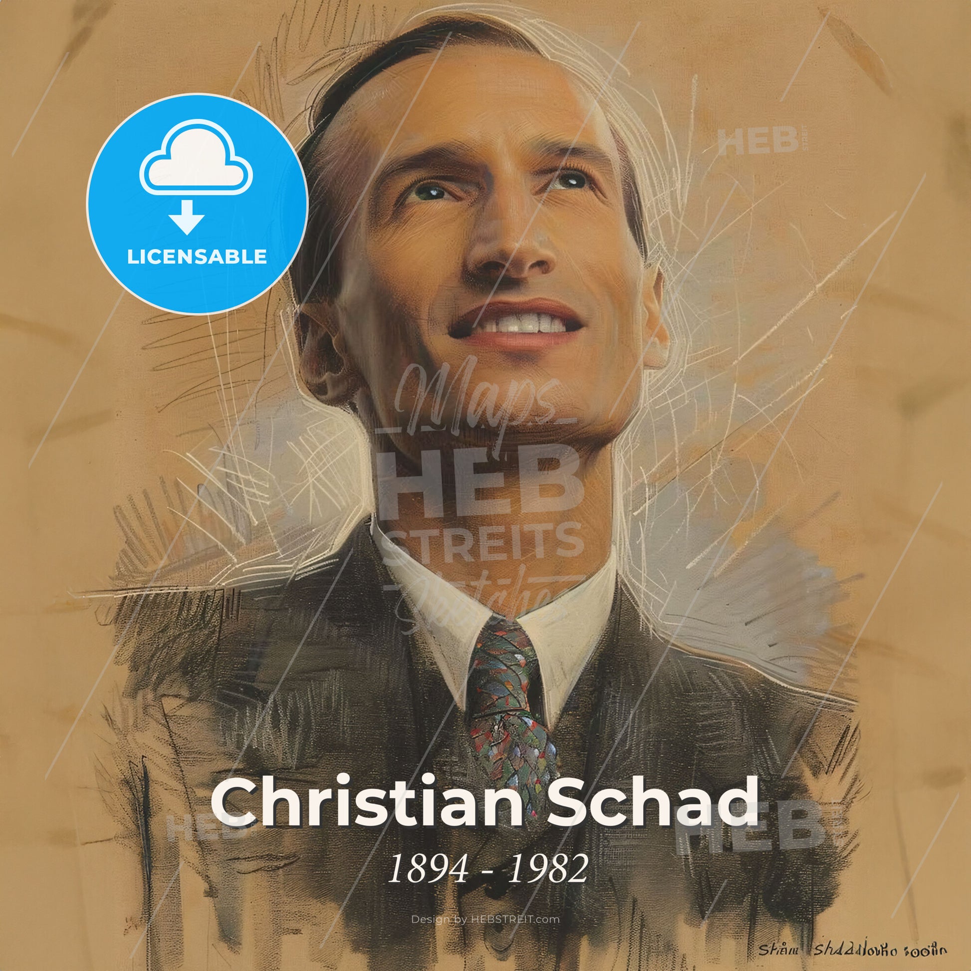 Christian Schad, 1894 - 1982, German painter - A Man Looking Up To The Sky Print Template