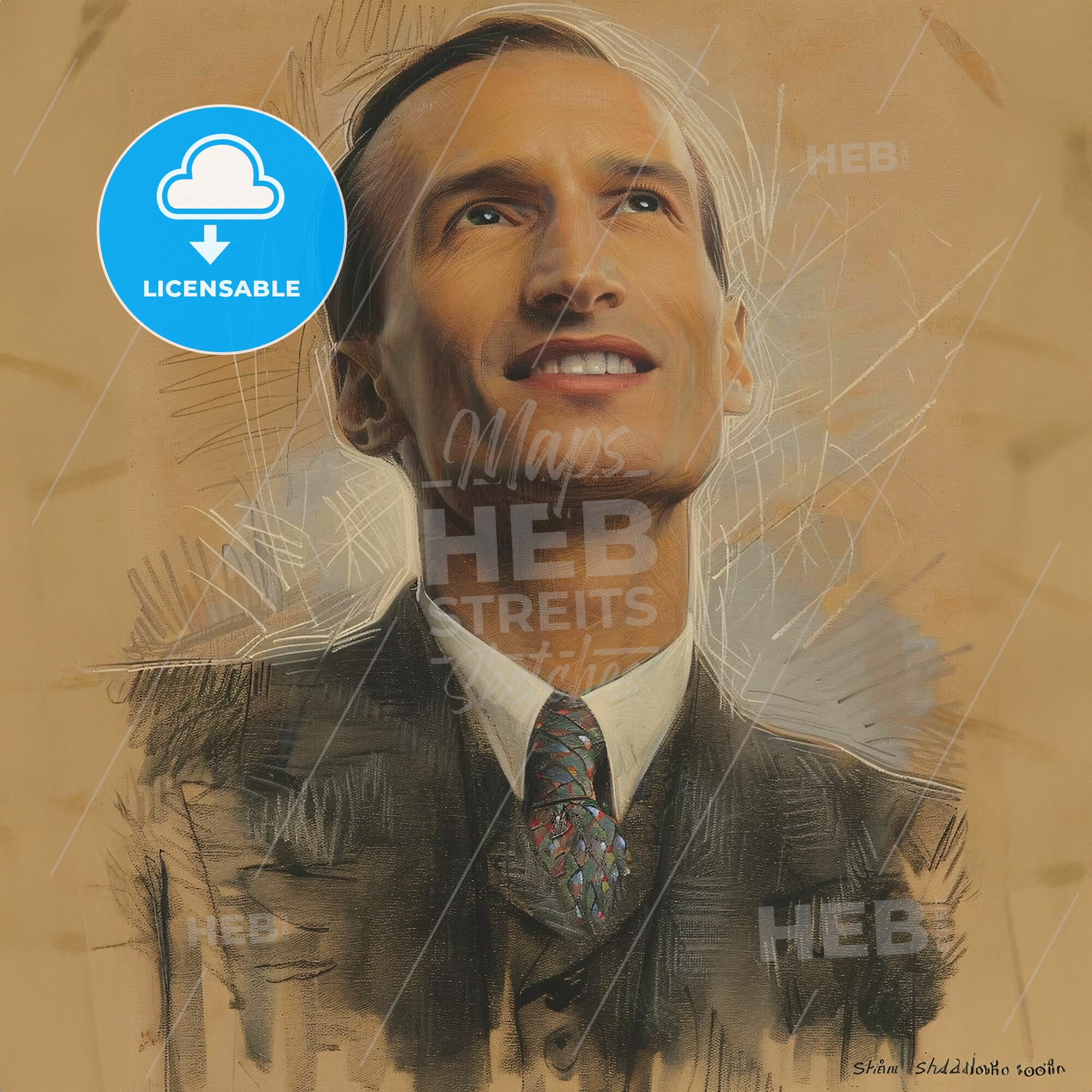 Christian Schad, 1894 - 1982, German painter - A Man Looking Up To The Sky