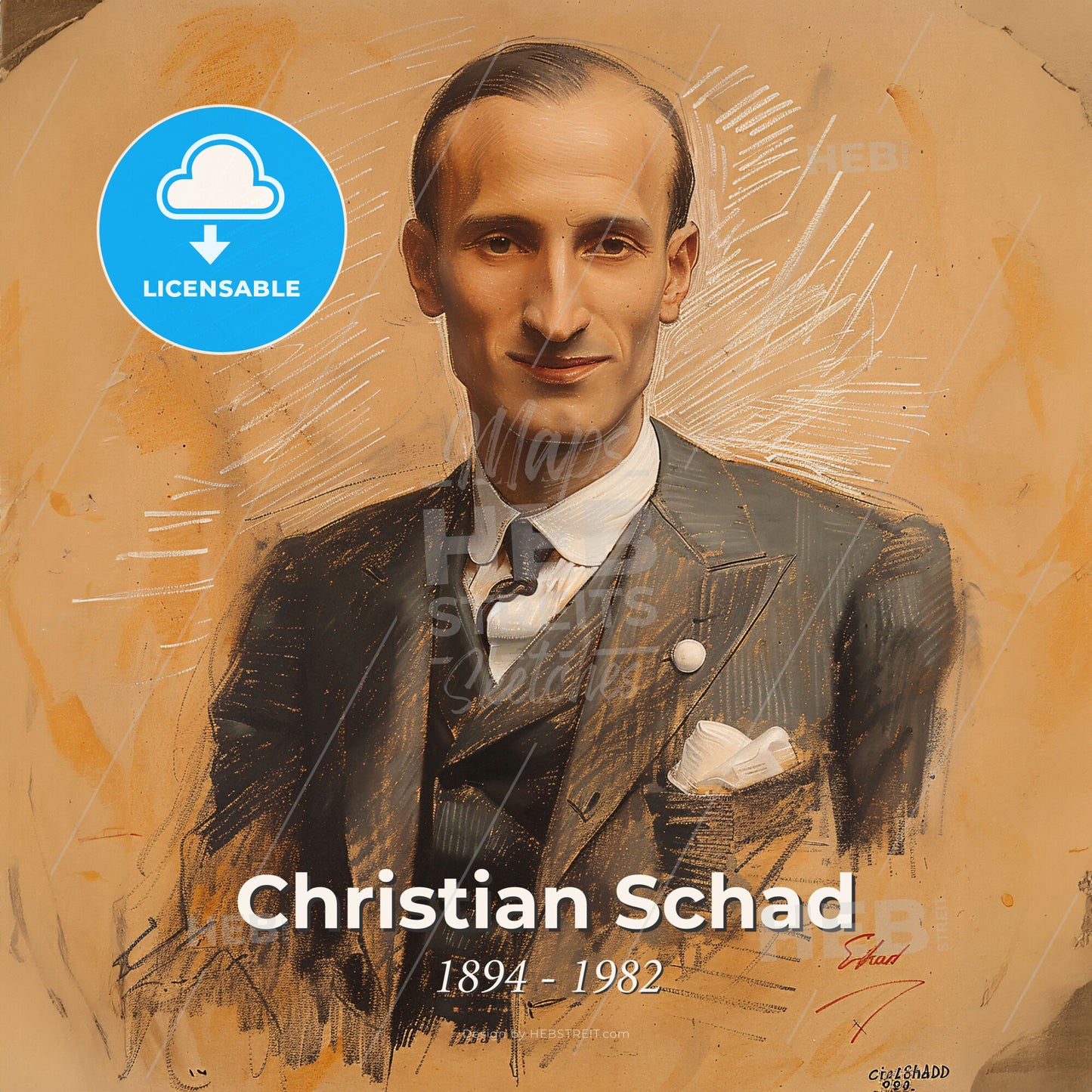 Christian Schad, 1894 - 1982, German painter - A Man In A Suit Print Template