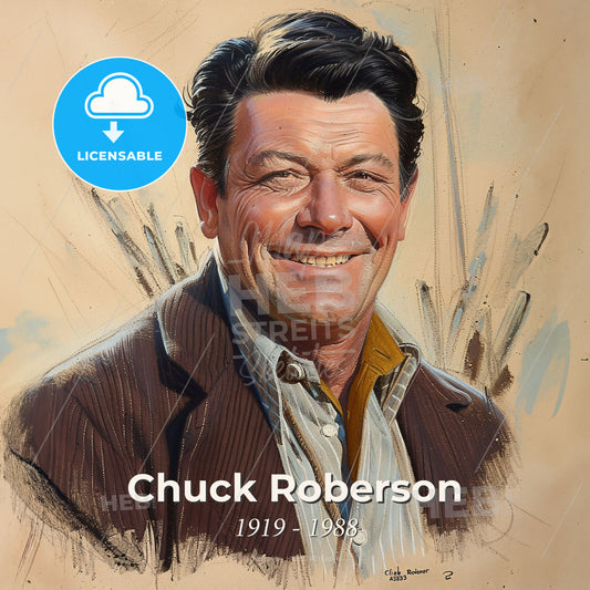 Chuck Roberson, 1919 - 1988, American stuntman and actor - A Man Smiling For The Camera Print Template