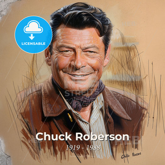 Chuck Roberson, 1919 - 1988, American stuntman and actor - A Man Smiling At The Camera Print Template