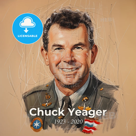 Chuck Yeager, 1923 - 2020, American test pilot and General - A Man In A Military Uniform Print Template