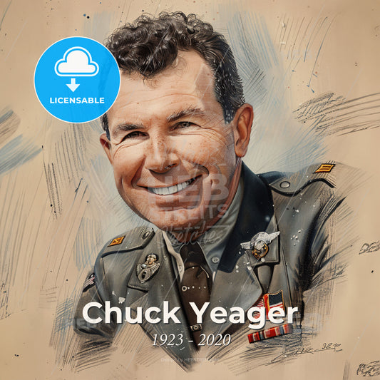 Chuck Yeager, 1923 - 2020, American test pilot and General - A Man In Military Uniform Smiling Print Template