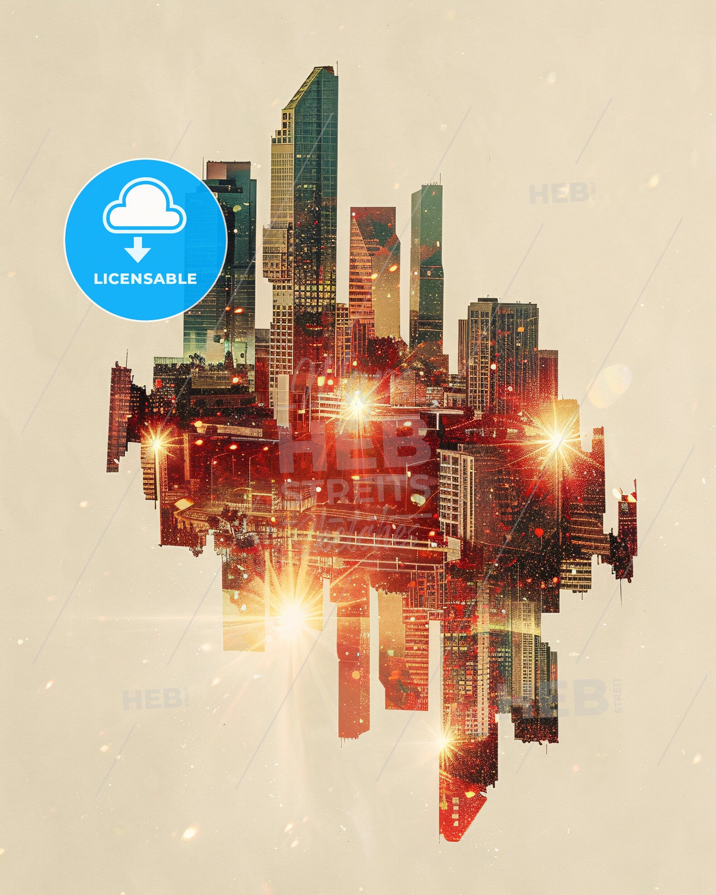 Chula Vista Cityscape Sparkle Composite Art Print - A city skyline with lights