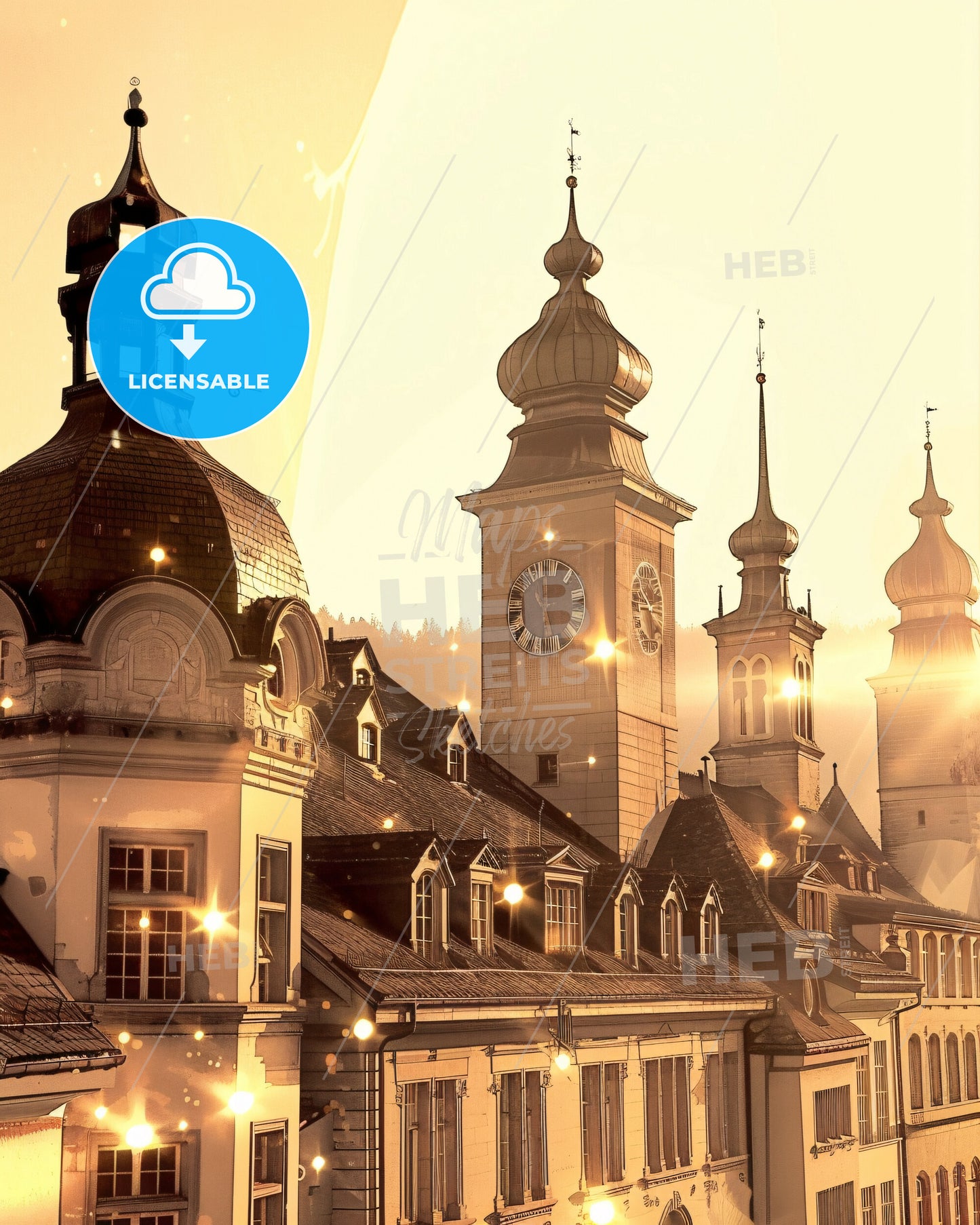 Chur, Switzerland City Architecture Art Poster Composite - A building with a clock tower