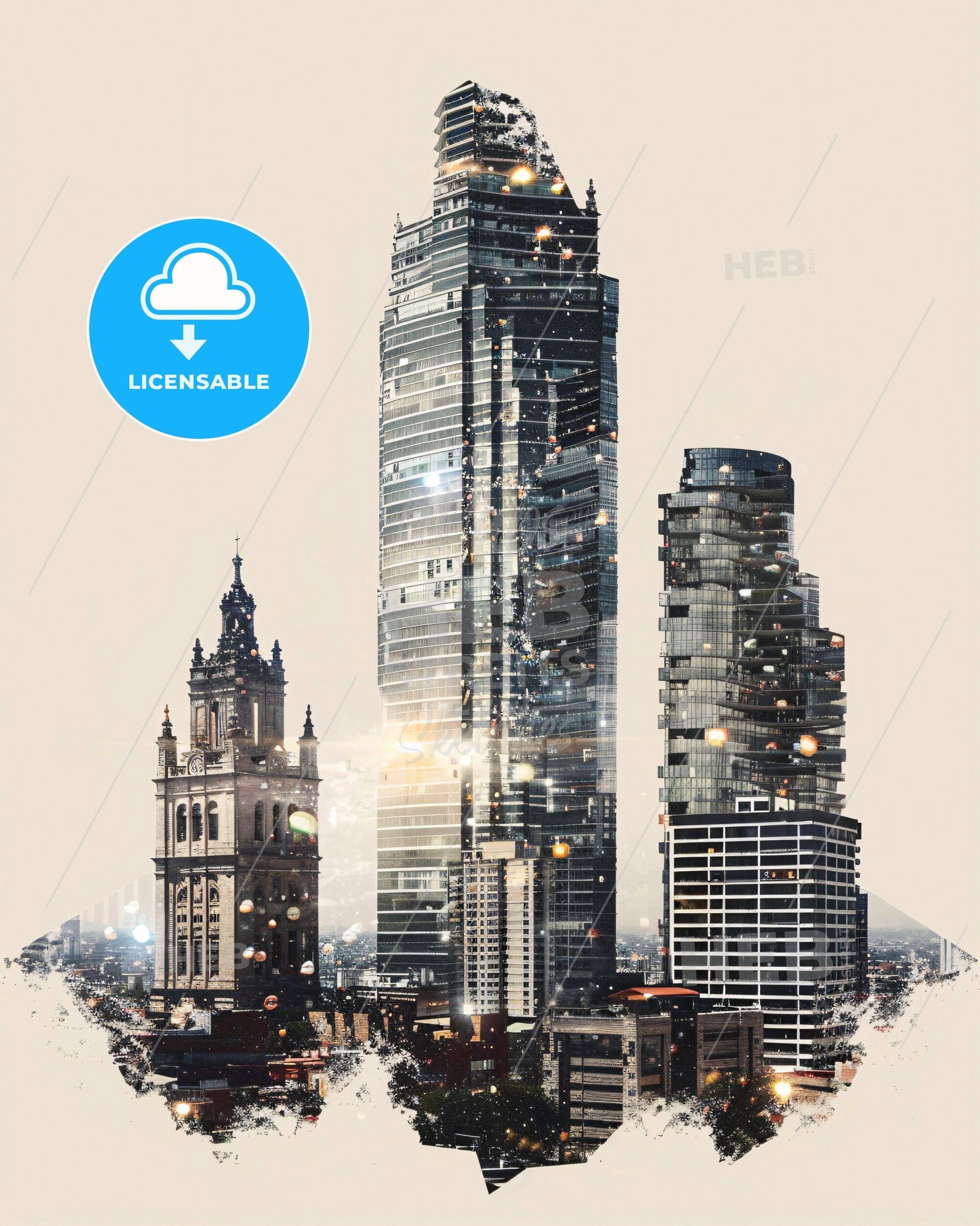 Ciudad Apodaca: Skyline Art Posters - A city skyline with tall buildings