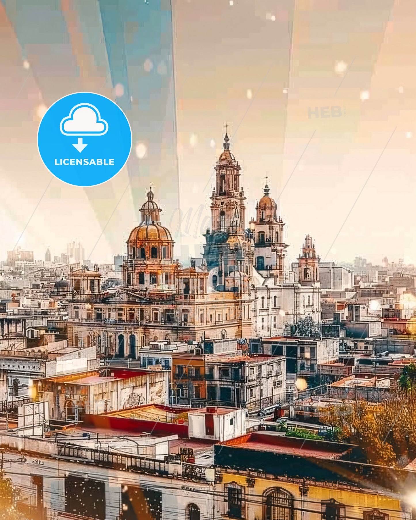 Apodaca Cityscape Panorama Beige Sparks - A city with many buildings