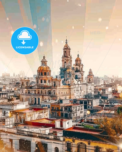 Apodaca Cityscape Panorama Beige Sparks - A city with many buildings