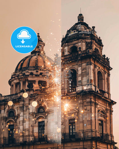 Ciudad López Mateos: City Skyline with Icon Architecture - A split image of a building