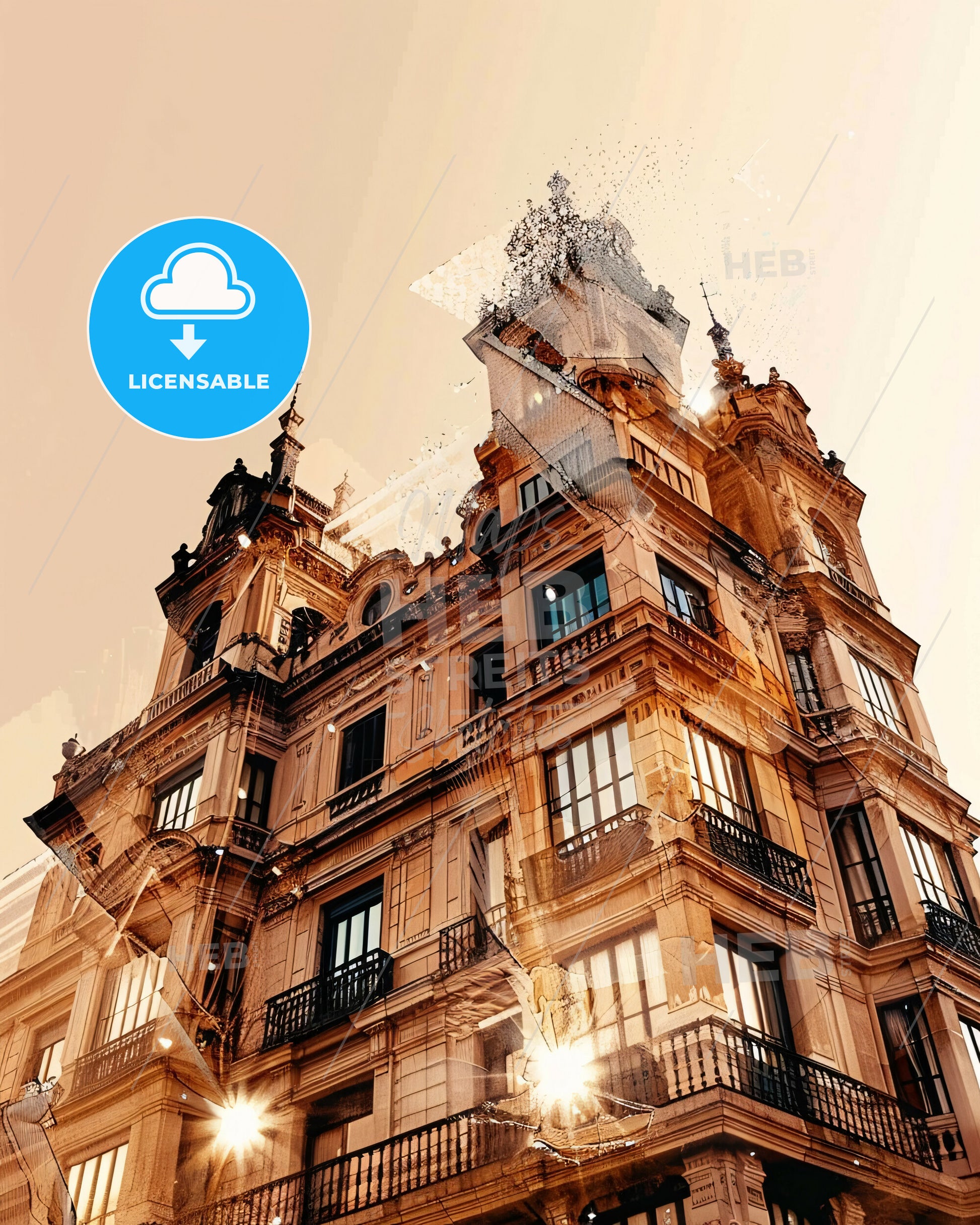 Ciutat Vella City Skyline Double Exposure Poster - A building with a tower