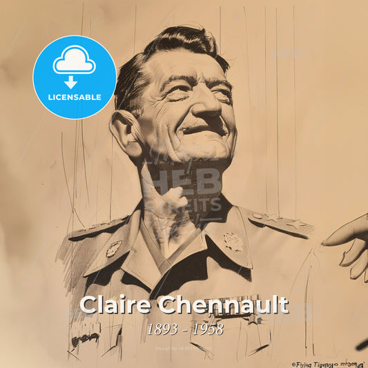 Claire Chennault, 1893 - 1958, American General - A Drawing Of A Man In A Military Uniform Print Template