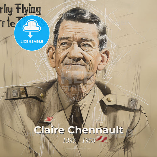 Claire Chennault, 1893 - 1958, American General - A Drawing Of A Man In A Military Uniform Print Template