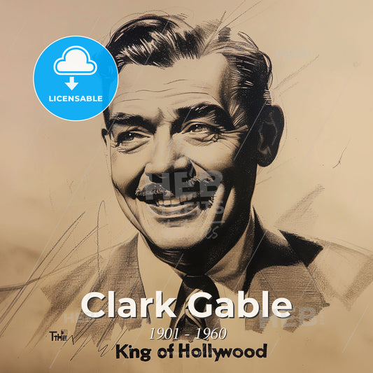 Clark Gable, 1901 - 1960, American actor - A Man Smiling With A Mustache Print Template
