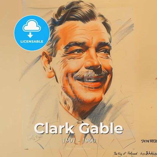 Clark Gable, 1901 - 1960, American actor - A Drawing Of A Man Smiling Print Template
