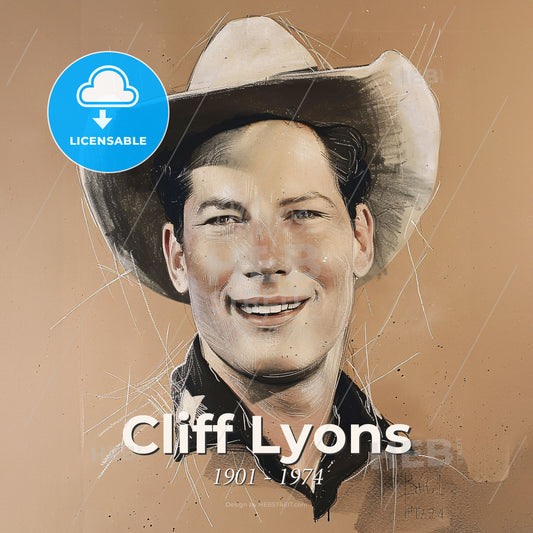Cliff Lyons, 1901 - 1974, American stuntman and actor - A Man Wearing A Cowboy Hat Print Template
