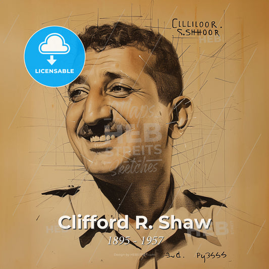 Clifford R. Shaw, 1895 - 1957, American sociologist and criminologist - A Man Smiling With A Mustache Print Template