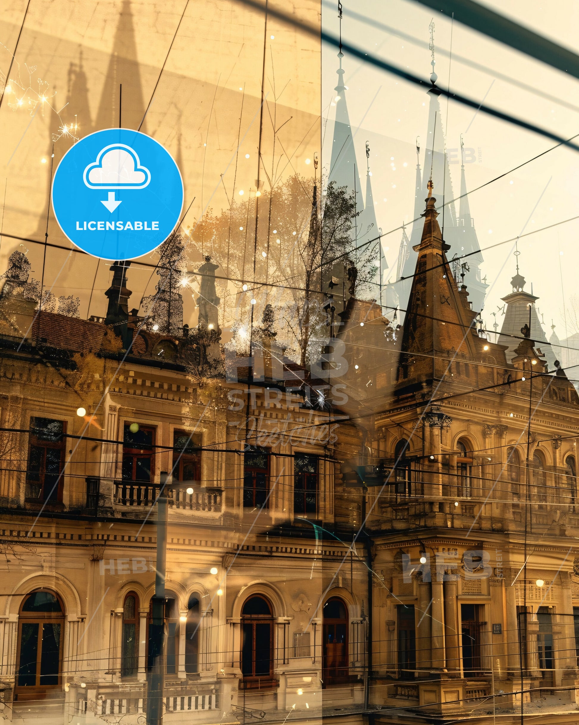 Cluj-Napoca Skyline Iconic Poster - A building with a reflection of a building