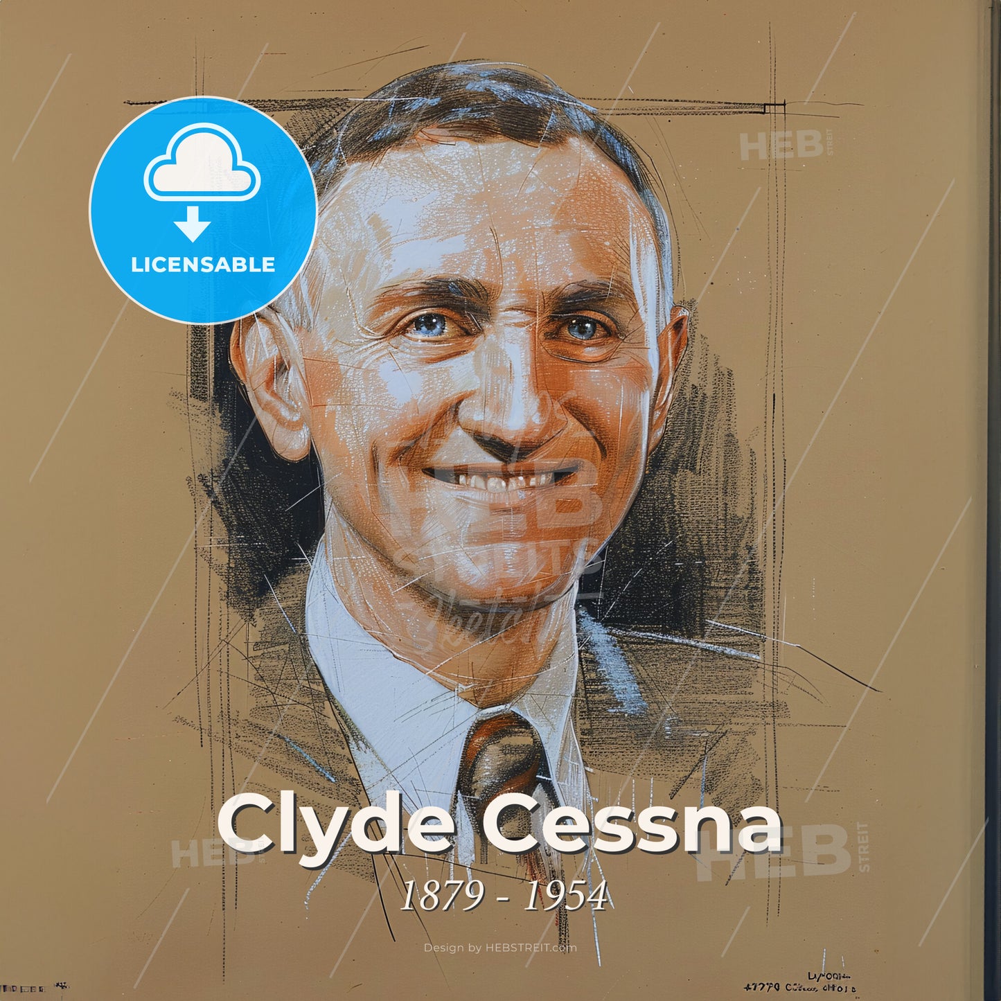 Clyde Cessna, 1879 - 1954, American aviation pioneer - A Man In A Suit And Tie Print Template