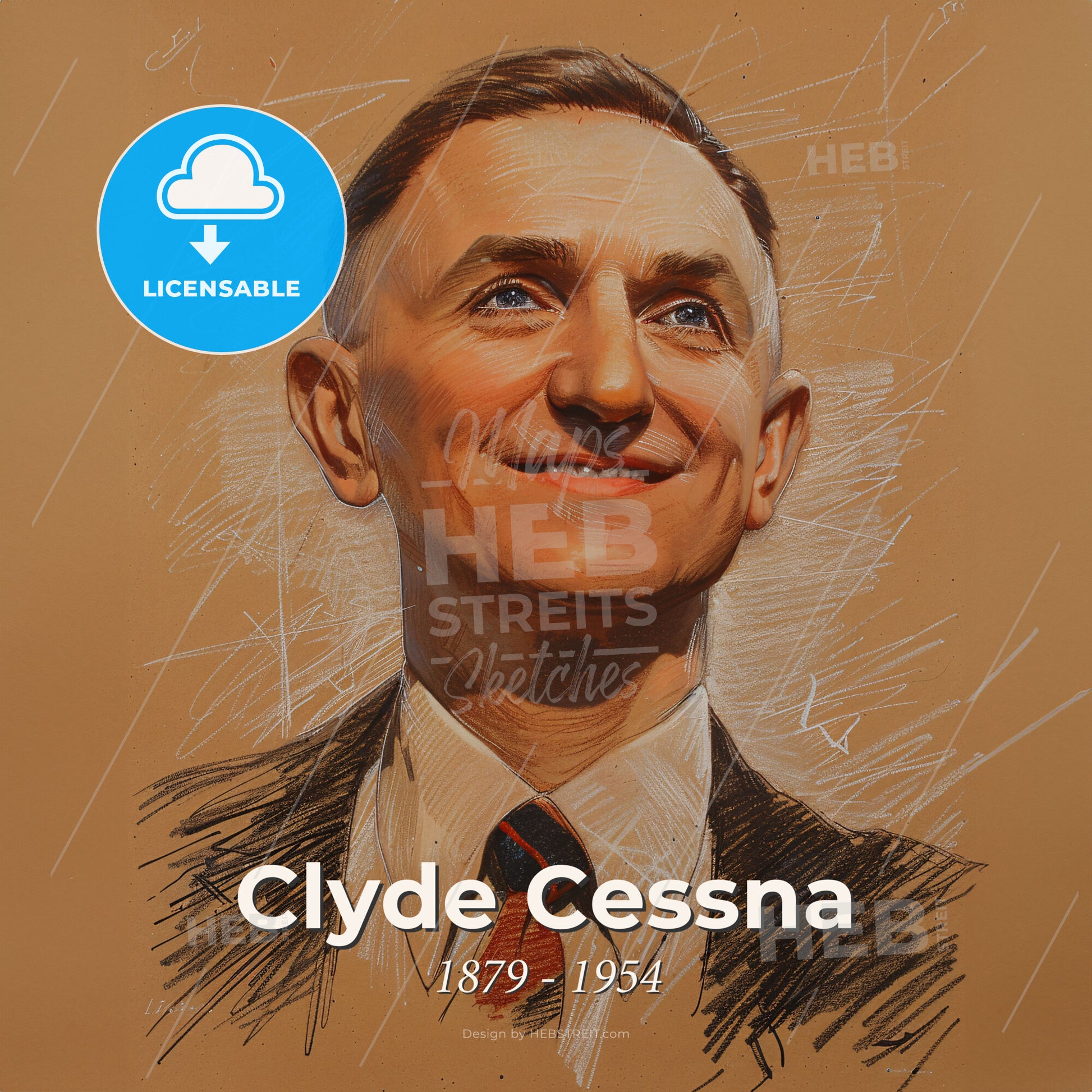 Clyde Cessna, 1879 - 1954, American aviation pioneer - A Man In A Suit And Tie Print Template