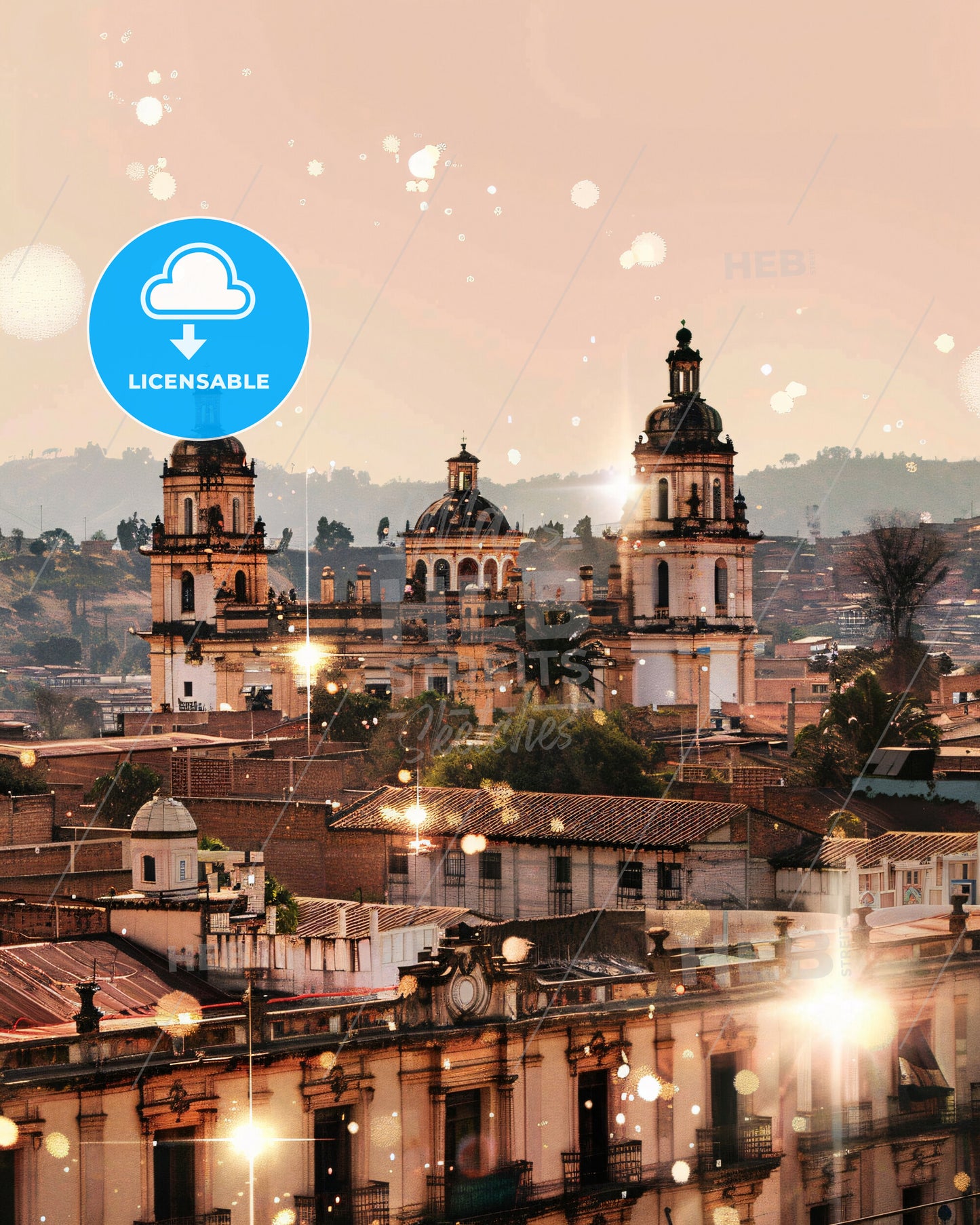 Cochabamba City Skyline Bright Beige Art Deco - A city with many buildings