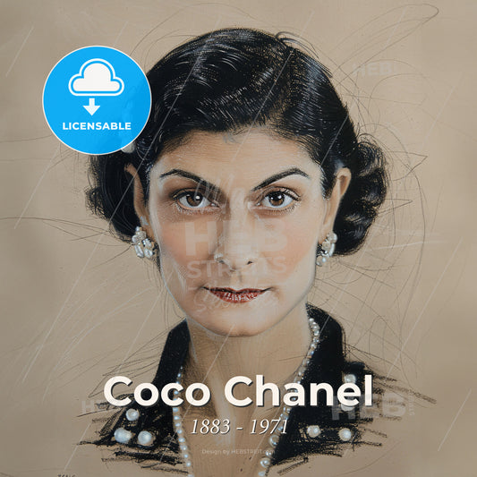 Coco Chanel, 1883 - 1971, French fashion designer - A Woman With Pearl Earrings And Necklace Print Template