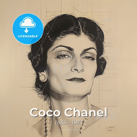 Coco Chanel, 1883 - 1971, French fashion designer - A Woman With Her Eyes Closed Print Template