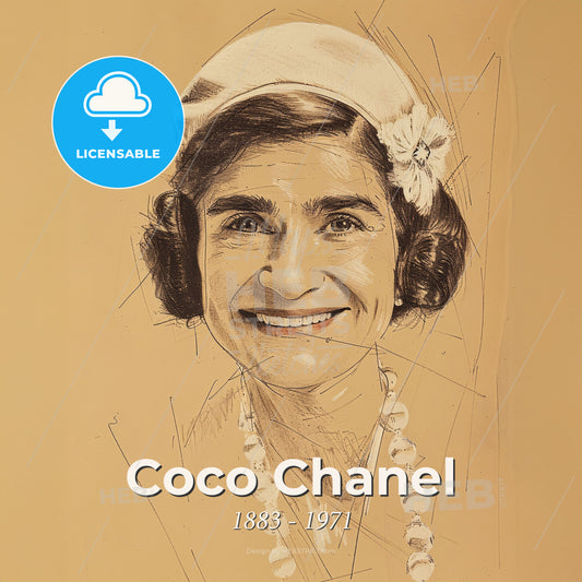 Coco Chanel, 1883 - 1971, French fashion designer - A Drawing Of A Woman Smiling Print Template